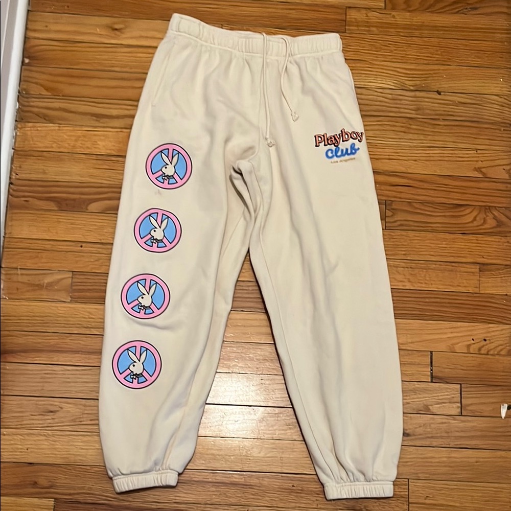 PacSun Playboy Women's Cream and Khaki Joggers-tracksuits